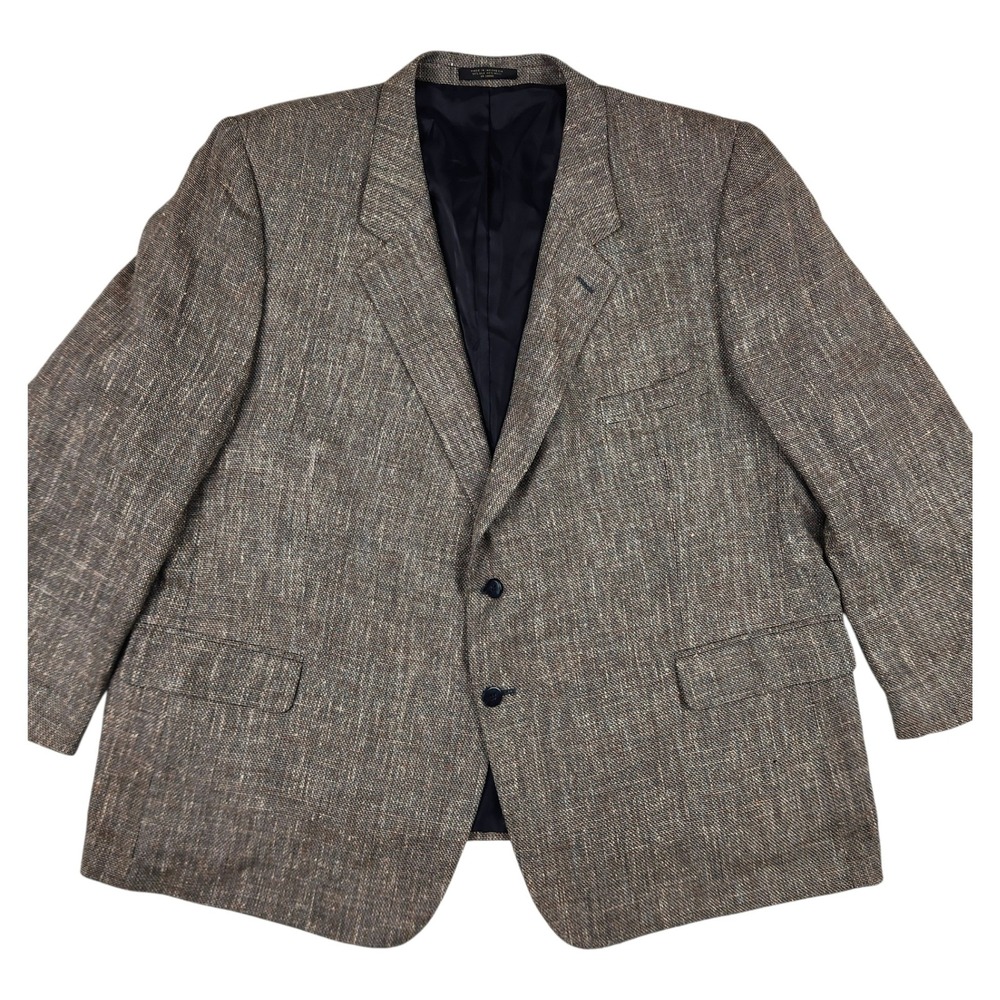 Petrocelli Silk Wool Blazer Sport Coat Brown 54S Textured Tweed Jacket